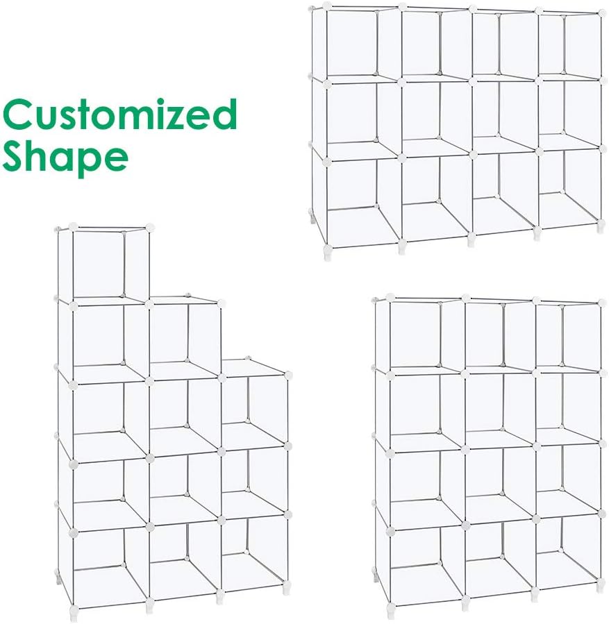 TomCare Cube Storage 12-Cube Book Shelf Storage Shelves Closet Organizer Shelf Cubes Organizer Plastic Bookshelf Bookcase DIY Square Closet Cabinet Shelves for Bedroom Office Living Room, White: Home & Kitchen