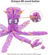 RAYITO Octopus Dog Toys No Stuffing Squeaky Plush Interactive Toy Purple view 3