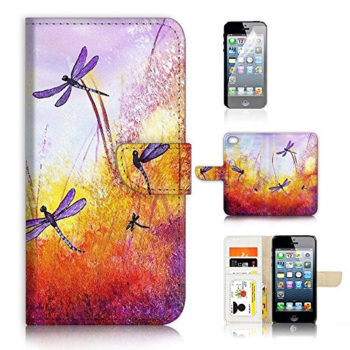 ( For iPhone 8 / iphone 7 ) Flip Wallet Case Cover & Screen Protector Bundle - A21092 Dragonfly