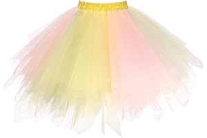 MIZHOME Womens Soild Color Tutu Skirt Layered Tulle Skirt Adult Halloween Costumes