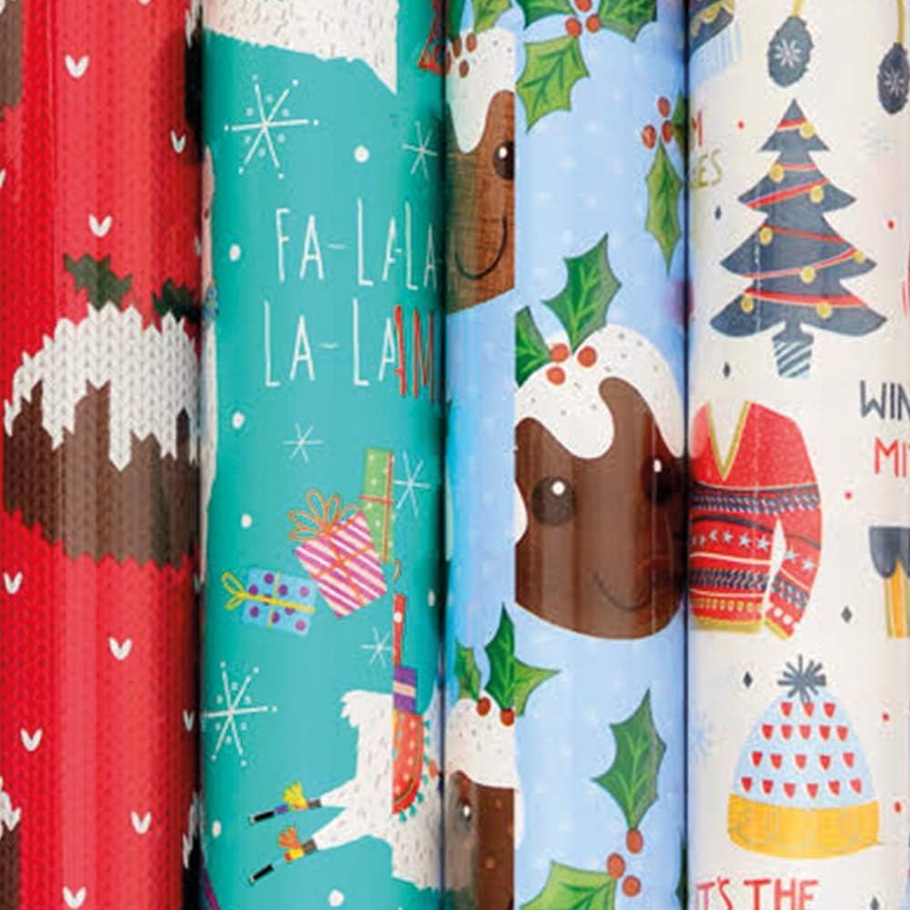 4pack 8M Rolls of Christmas Gift Wrap Traditional Christmas Pudding Amazon Christmas Gift Wrap