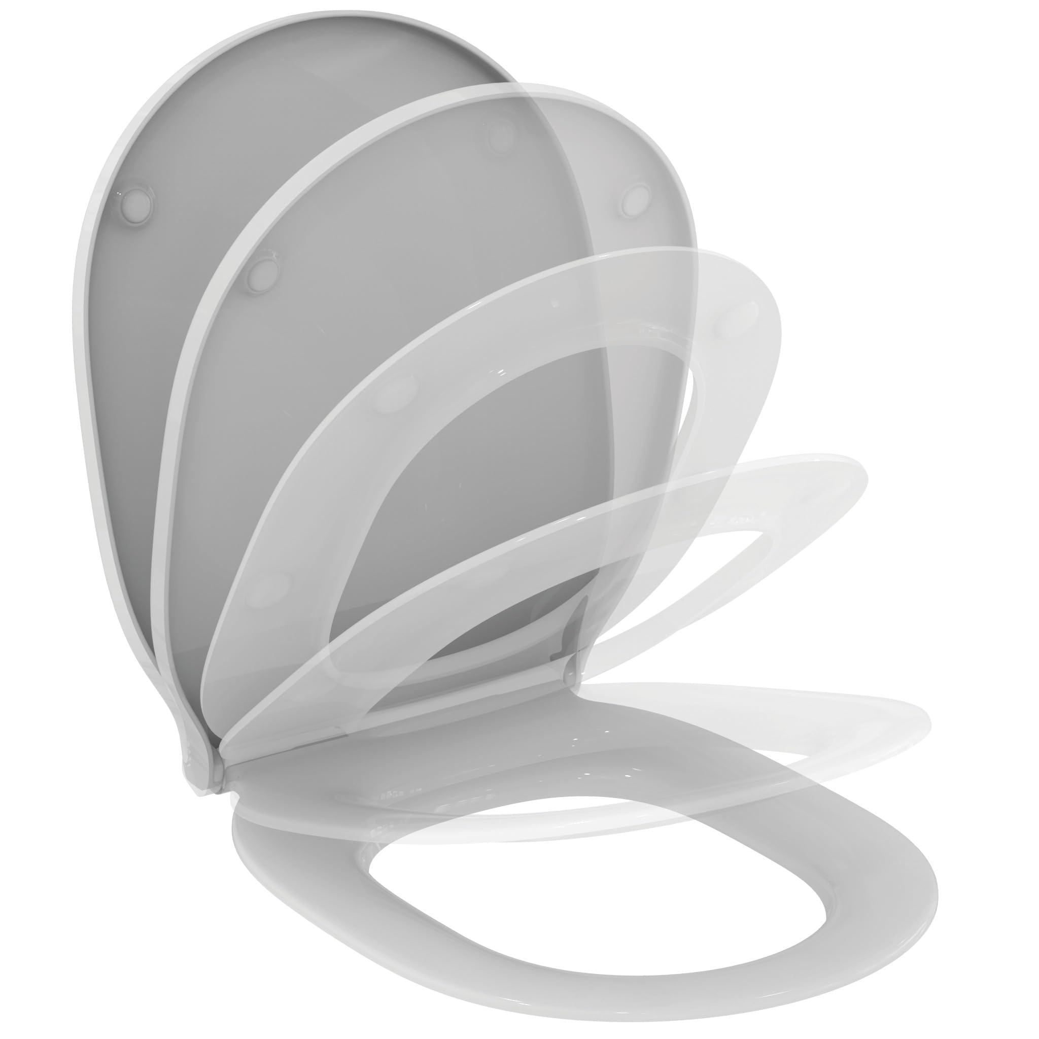 Ideal Standard Connect Air Toilet seat and Cover, Rounded Shape, with Soft-Close Mechanism and Quick-Release Function for Easy Cleaning, Scratch-Resistant duroplast – White (365x445x50 mm)