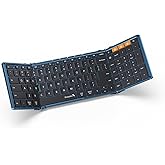 ProtoArc XK01 Full-Size Foldable Bluetooth Keyboard for Travel, Blue | 105 keys, number pad, 0.65in keycaps, 3-device Bluetooth 5.1 switching, USB-C charging, for laptop tablet phone