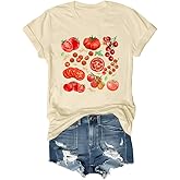 Tomato Shirt Fruit Tee Shirts Women, Womens Tomato Season Tshirt Graphic Tees for Women Casual Short Sleeve Tops