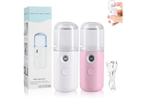 COLOTTE Easy Care Sunshine 15s Heat up Mini Travel Steamer, Portable Steamer Travel, Small Travel Steamer for Clothes/Face, Mini Handheld Garment Steamer, Fabric Steam Iron for Travel Home 2PC (White+Pink)