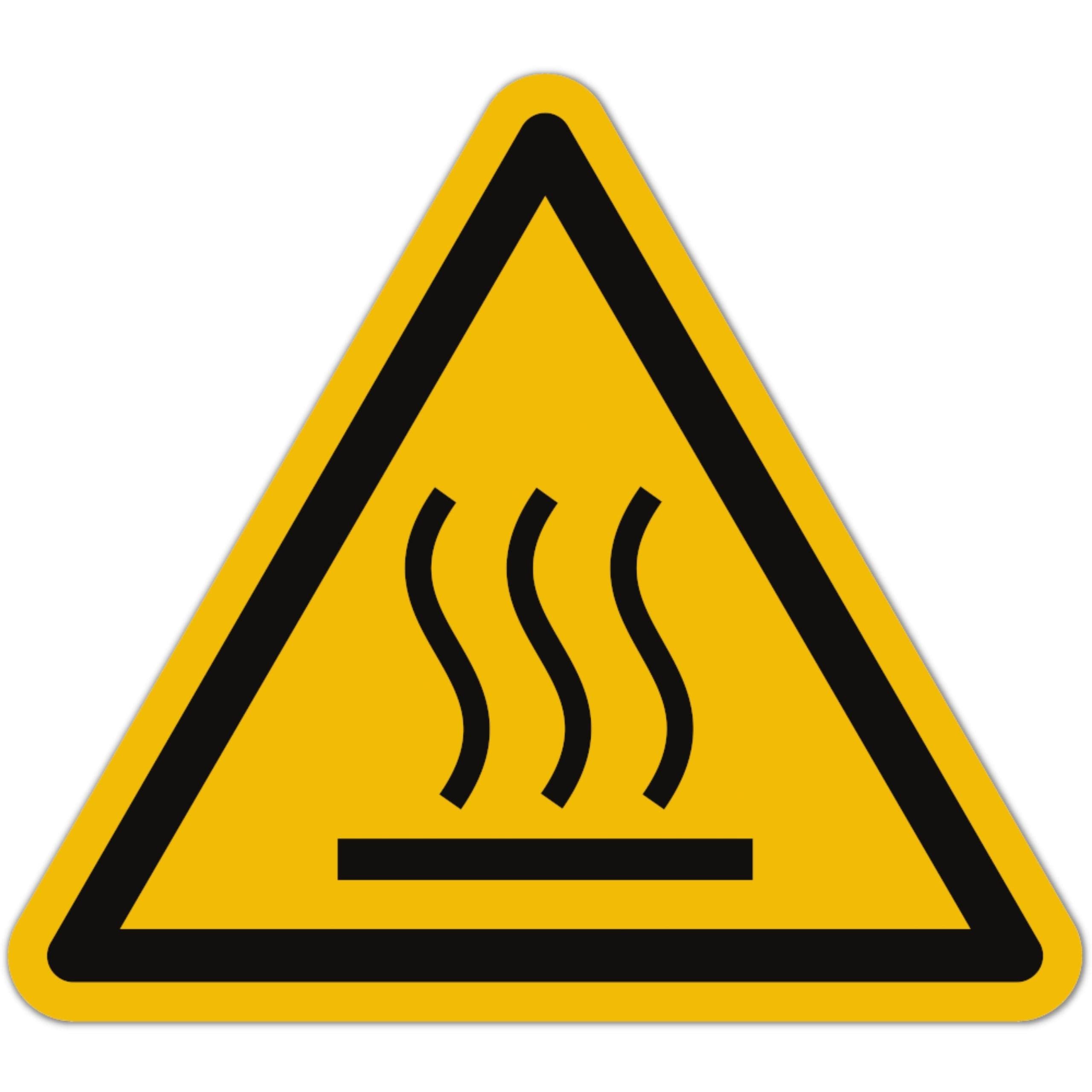 Spoddy Sticker Caution Hot (Pack of 15, 50 mm) - Hazard Symbols Warning of Hot Surface - Yellow/Black, Plastic, Warning Sticker, Triangle, Minimalist Style