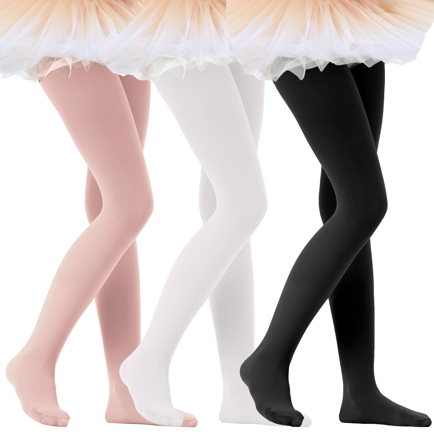 Photo 1 of ***  2 PAIRS / BLACK & WHITE *** Citystl 3 Pairs Ballet Tights For Girls, Multiple Colors Toddler Ballet Tight, Kids School Dress Cotton(HBF-6/8)