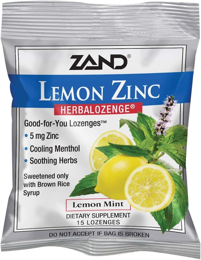 ZANDImmunity Lemon Zinc HerbaLozenge | Soothing Throat Drops | No Corn Syrup, No Cane Sugar (15 Lozenges)