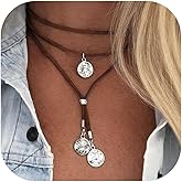 Harry and Henry Boho Necklaces for Women Western Jewelry Suede Choker Long Layered Necklaces Cowgirl Necklace Country Concert Jewelry for Women