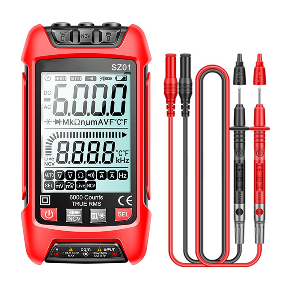 DollaTek Digital Multimeter DC AC Voltmeter, High Accuracy Automatic Fire Prevention Tester Kit with Backlight LCD Display Receptacle Tester