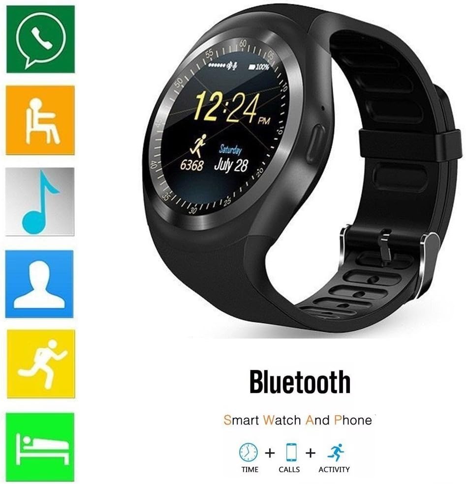 (Updated 2018 Model) Bluetooth Smartwatch, RabbyRock Smart Wrist Watches for Android IOS iPhone Samsung Huawei Sony Sleep Tracker Support Micro SIM Card,Men Women Kids Boys Curved Screen Smartphones