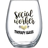 Social Worker Therapy Glass – 18 oz Stemless Wine Glass for Social Workers – Mental Health Gift for LCSW, School or Medical Social Worker – Appreciation, Graduation or Birthday Gift – 0025