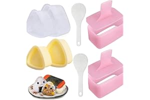AEIMIAIDE 8Pcs Triangle Rice Ball Mold, 4 x Triangle Onigiri Molds, 2 x Pink Musubi Maker Mold and 2 x Non Stick Rice Paddle,