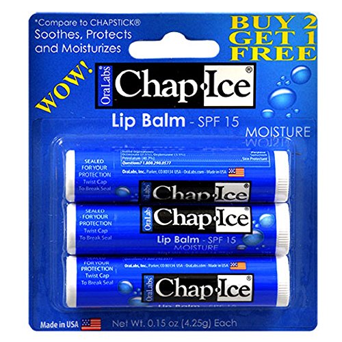 ChapIce Variety Lip Balm Sun Screen SPF 4 & 15, Moisture, Original