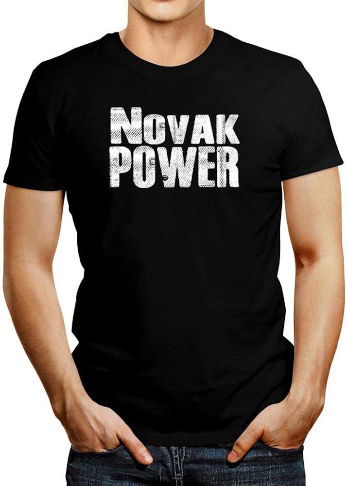 Amazon.com: Idakoos Novak Power Cloth Font T-Shirt: Clothing