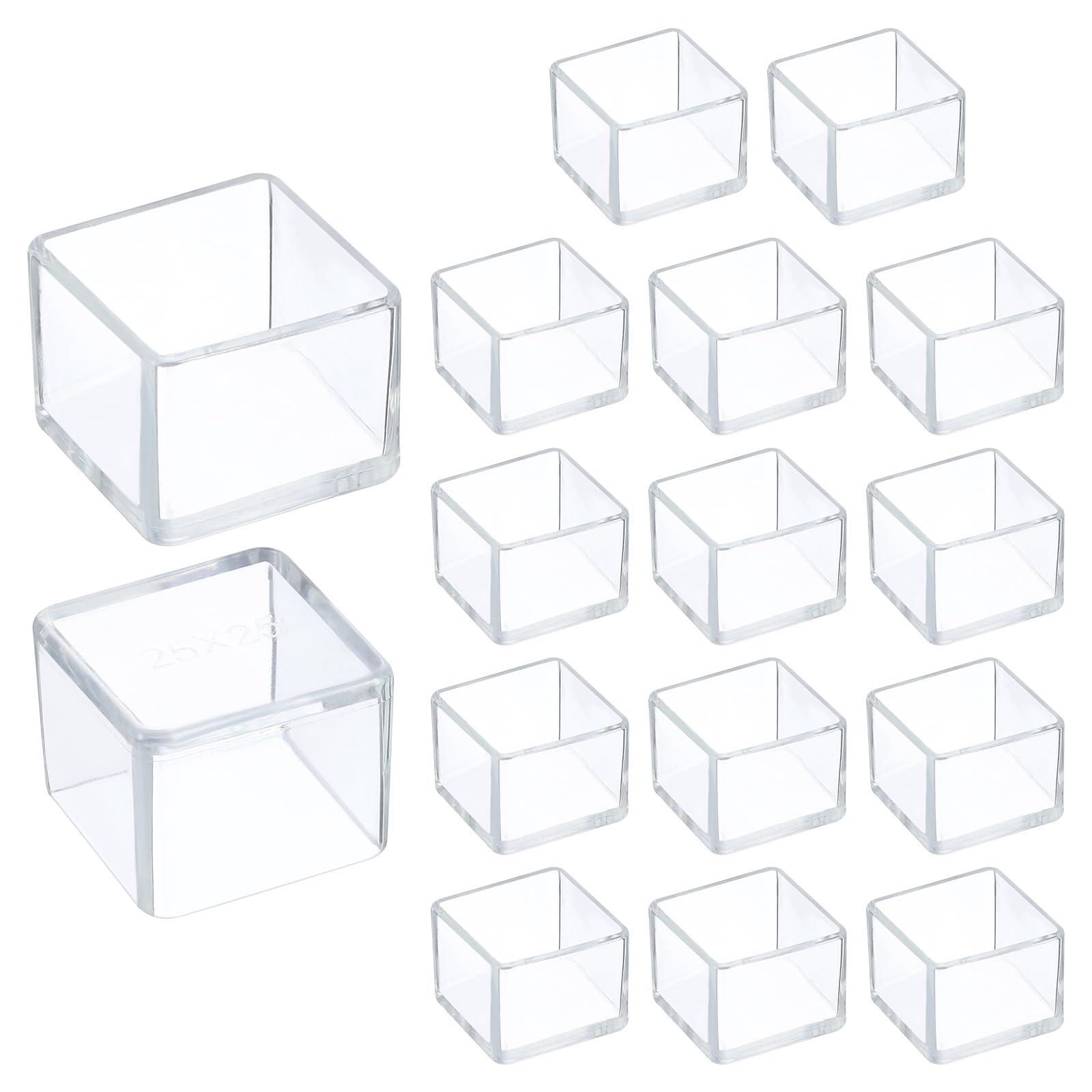 Photo 1 of uxcell 16 Pcs Silicone Chair Leg Floor Protectors 1 x 1 Inch Non-Slip Chair Leg Caps Covers, Square Furniture Leg Protectors for Hardwood Floors Reduce Noise and Scratches, Clear