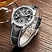 SONGDU Mens Date Multifunction Chronograph Quartz Wrist Watch Black Dial Black Leather Band