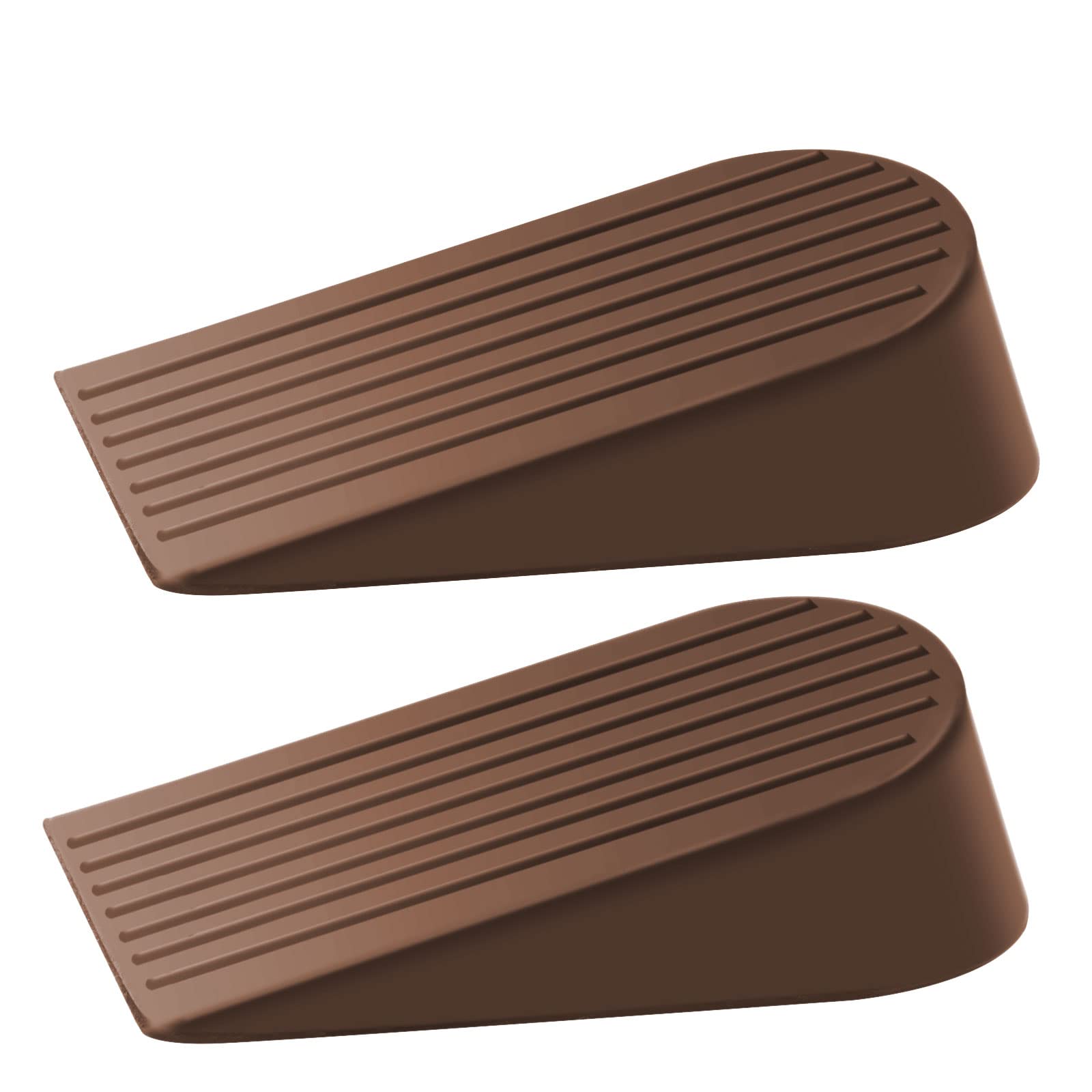 Door Stoppers, Large Door Wedges Heavy Duty Rubber Door Stop Wedge Brown Door Wedge Stopper for Floor, Non-Slip Door Holder for Patio Outdoor, Homes, Schools, Offices, Garage, 2 Pack — image 1