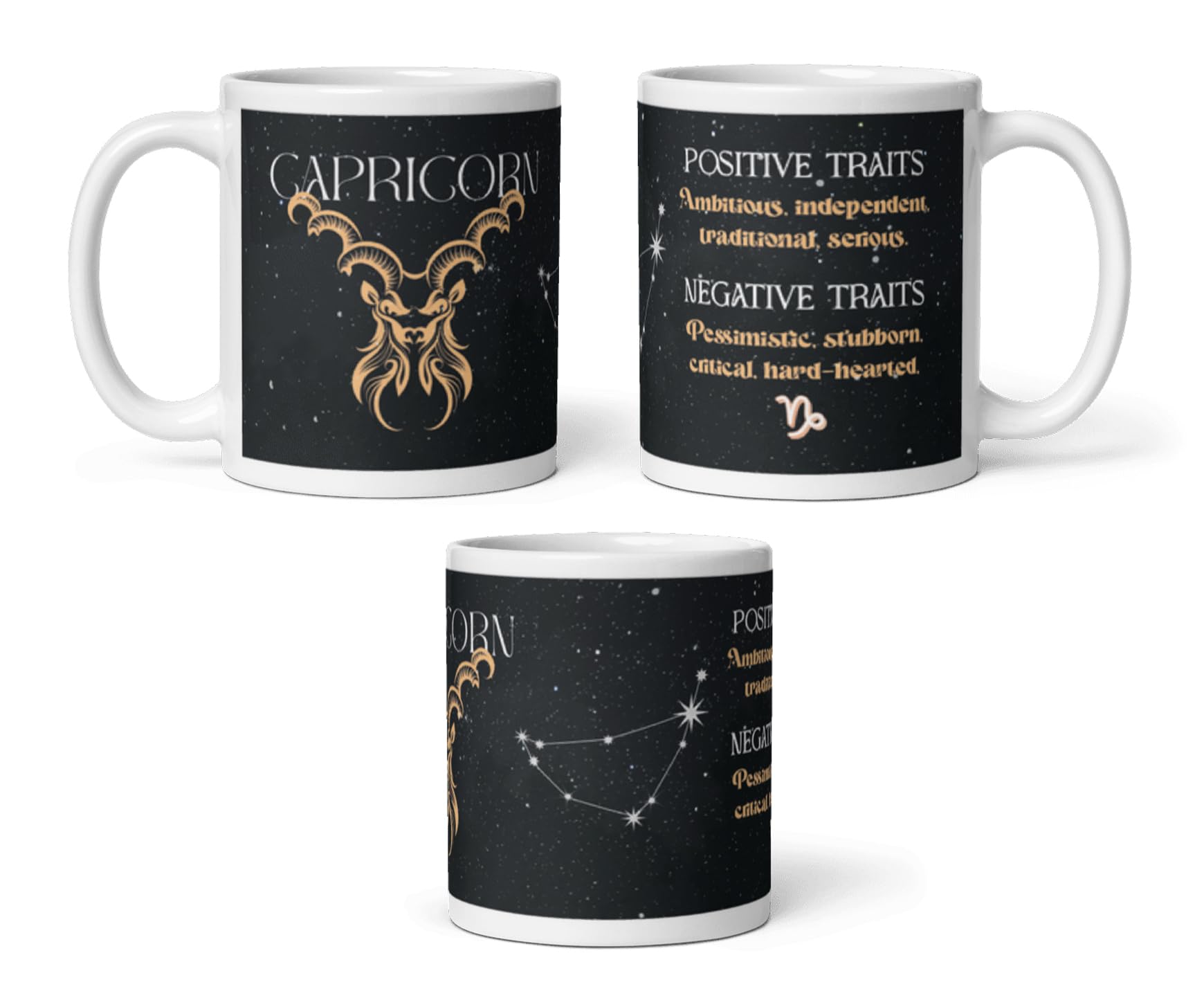 DV DESIGN 1 x Capricorn Mug - Positive Negative Traits Zodiac Star Sign Horoscope Joke Funny Astrology Home Drinks Mugs Cup Kitchen #81892