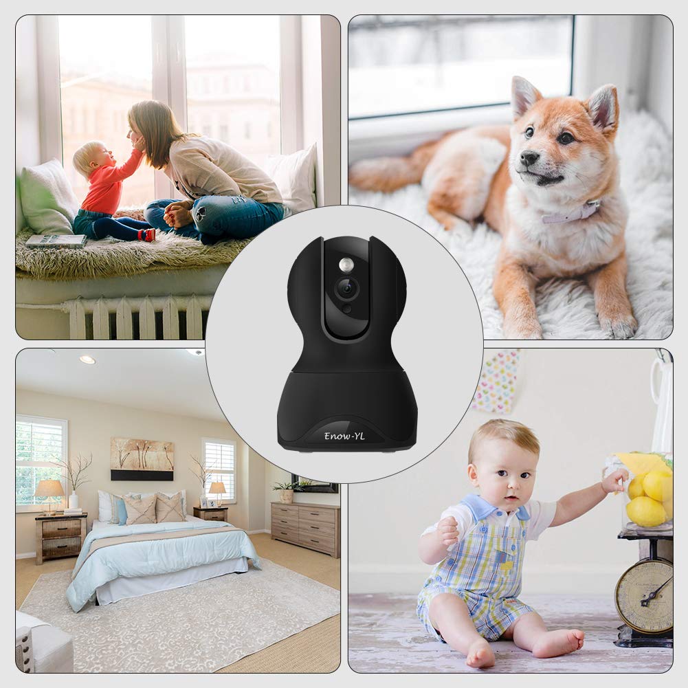 Home Security Camera, Enow-YL Baby Monitor Wireless Pet IP Camera 1080P HD Indoor Wifi Dome Camera with Motion Detection Night Vision 2 Way Audio Cloud Service, Work with Alexa (Black)