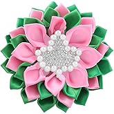 Sorority Paraphernalia Brooches Pin for Women Greek Society Members Gift Pink Green Flower Corsage Brooch Sisterhood Jewelry