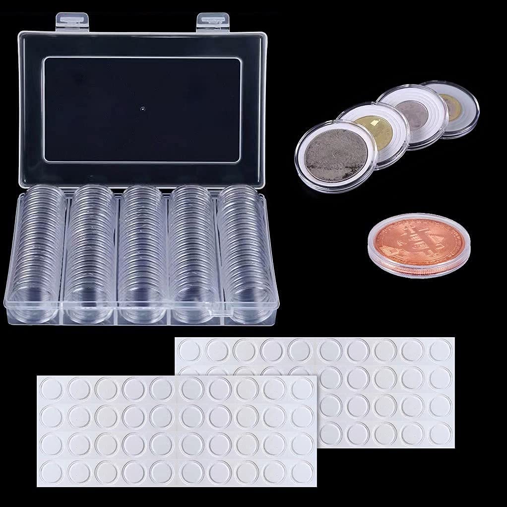 JJQHYC 100 Pieces Coin Capsules Coin Storage Box Coin Collection Capsules 30 mm Transparent Coin Container Case Coin Organizer Box