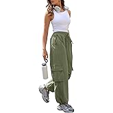 ZAFUL Cargo Pants Women High Waisted Parachute Pants with Pockets Quick Dry Lightweight Baggy Pants