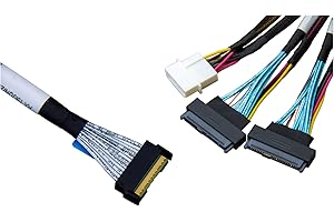 DiliVing PCIe 5.0 MCIO x8 to 2*U.2 NVMe Adapter,SFF-TA-1016 74Pin to 2*SFF-8639 68Pin Cable with Power, Mini Cooledge IO Cabl