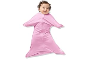 SleepingBaby Zipadee-Zip Transition Swaddle - Cozy Baby Swaddle Blanket with Zipper Convenience - Roomy Wearable Blanket for Easy Diaper Changes - Classic Rose Pink, Small (4-8 Month)