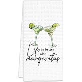 FIicy Margarita Decor Kitchen Towels, Margarita Party Bar Dish Towels, Life is Better with Margaritas Decorative Hand Towels for Kitchen Bar,Margarita Lover Gift Home Bar Cart Kitchen Decor(16x24 in)