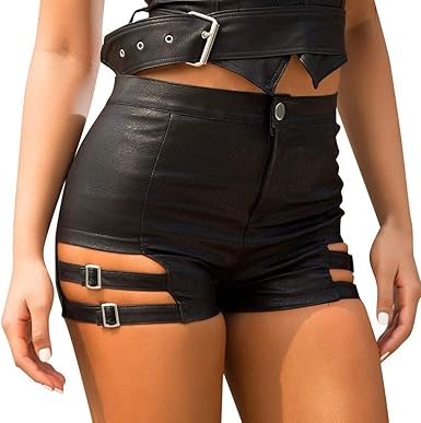 plus size high waisted leather shorts