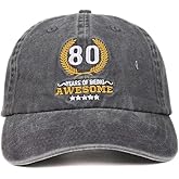 InnoBeta 80th Birthday Gifts Embroidered Cap, Funny Birthday Gifts for Men, Adjustable Hat Gifts Accessory for Birthday & Christmas Grey