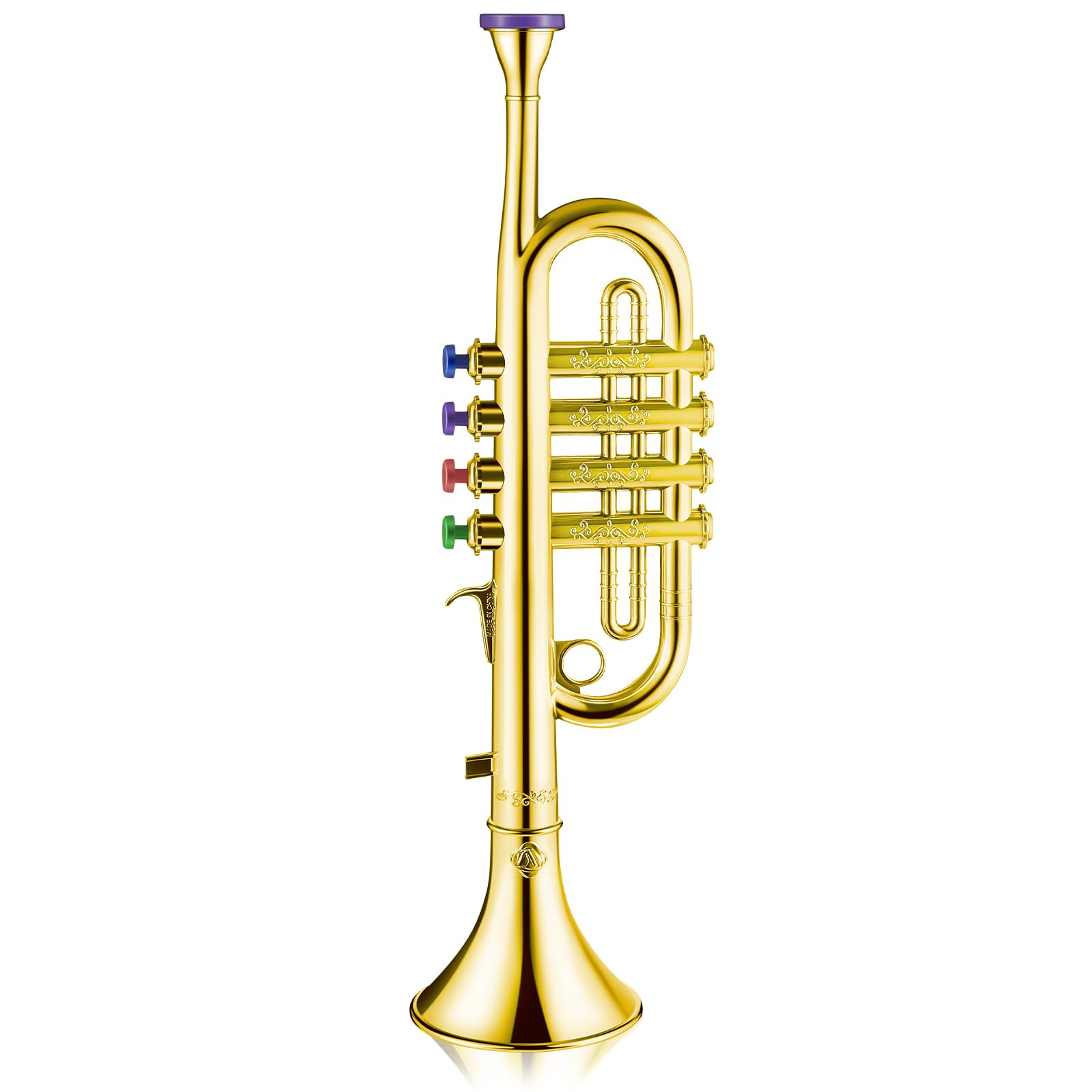 Photo 1 of Lewtemi Gold Trumpet Musical Instruments Toy for Kid Toddler Fake Plastic Preschool Music Toy Gift Portable Wind Instrument Early Educational Teaching Songs Gifts for Toddlers Children