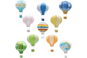 KAXIXI Hanging Hot Air Balloon Paper Lanterns, Reusable Chinese Japanese Party Ball Lamps Decorations Wedding Birthday Anniversary Christmas Engagement, Set of 10