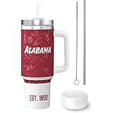 Hoiboo Tumbler 30oz Straight Skinny Portable Handle Car Cups With Anti slip Sleeve Straw Dust Cover,Sports Travel,Stainless Steel Insulated Gifts for Men Women Fans