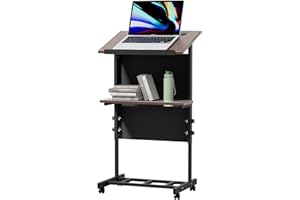 HIMCUP Portable Floor Lectern Podium Stand-Height Adjustable Church Classroom Lecture Teacher Speaker Presentation Stand Concert Podium, Mobile Standing Desk Laptop Holder w/Slanted Top Shelf