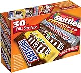 M&M'S, SNICKERS, 3 MUSKETEERS, SKITTLES & STARBURST Full Size Chocolate Candy Variety Mix 56.11-Ounce 30-Count Box
