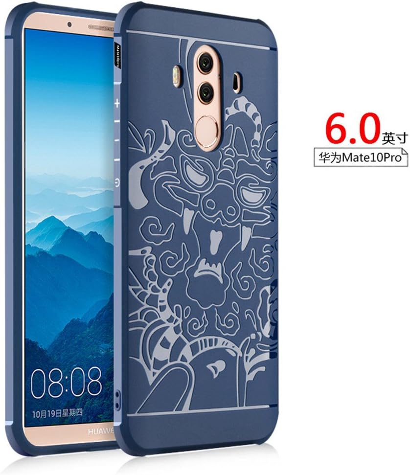 Huawei Mate 10 Pro Case, LWGON Shockproof Ultra Slim Soft Silicone Protective Case for Huawei Mate 10 Pro (3D Blue)