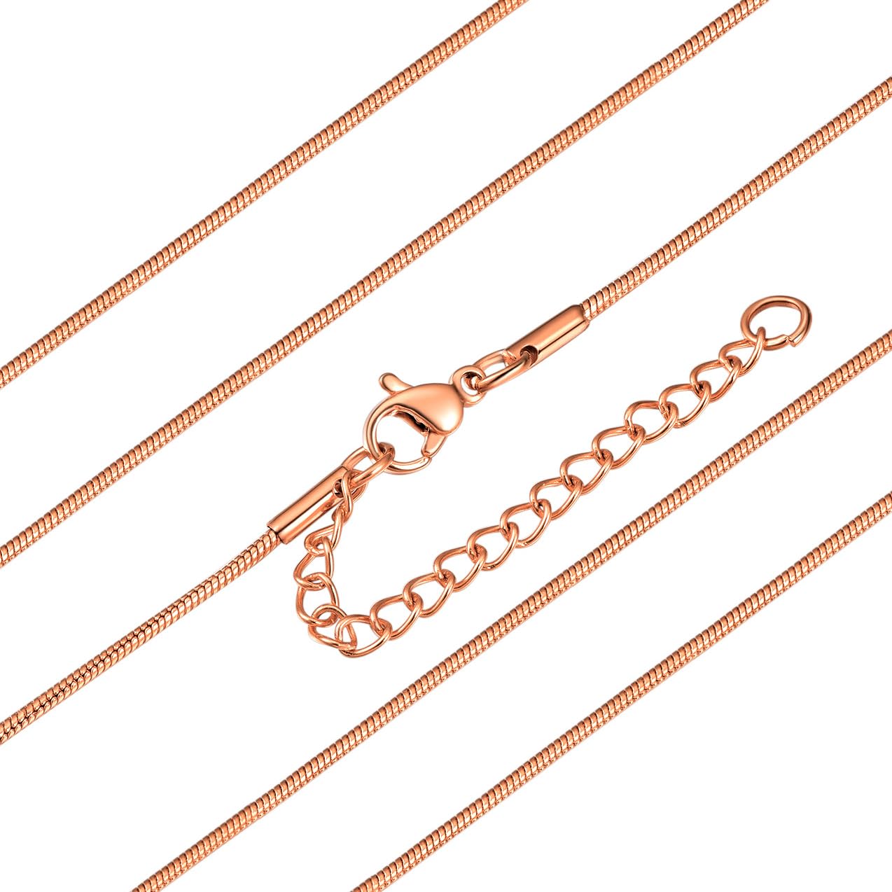 Rose Gold Plated 2mm Snake Chain Stainless Steel Necklace for Women Men 26" in — image 1