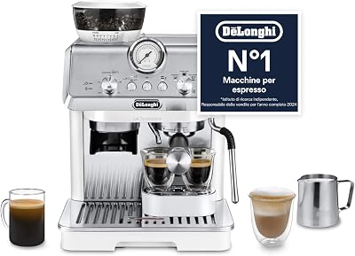 LA SPECIALISTA ARTE EC9155.W Macchina da caffè Manuale, 3 Ricette Preimpostate, Controllo Attivo della Temperatura, 8 Livelli di Macinazione, Lancia MyLatte Art, incluso KIT BARISTA, Bianco