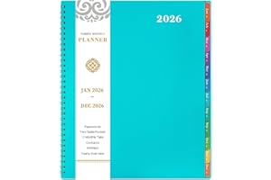 ARTFAN 2026 Monthly Planner - 2026 Planner/Calendar, JAN - DEC 2026, 9" x 11", 12 Month Planners with Tabs, Pocket, Label, Contacts and Passwords, Twin-Wire Binding, Blue