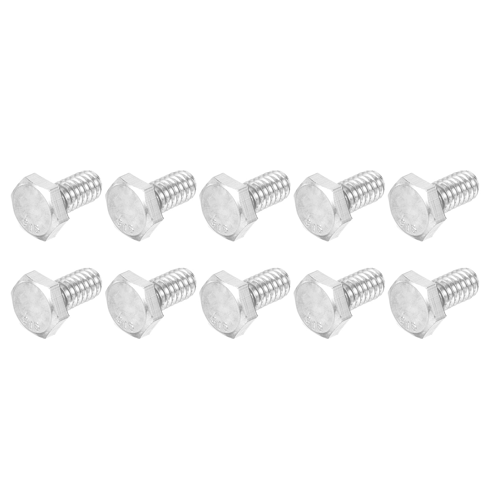 METALLIXITY Hex Head Screw Bolt (1/4-20x1/2") 20Pcs, 316 Stainless Steel, Fully Threaded, External Hex Drive, Bright Finish - for Repair, Silver
