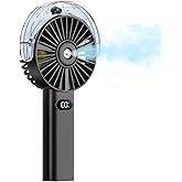 Otlonpe Handheld Misting Fan Portable, 4000mAh Rechargeable Battery Powered, Small Personal Mister Fan with Water Spray Cooling, 4-Speed Wind, LED Display, Hand Held Mist Fans for Travel Outdoor Beach