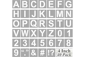 REOLAN Alphabet Letter and Number Stencils 4 Inch - 40 Pack Letters and Numbers Stencil Templates with Signs for Painting on Wood, Reusable Number and Letter Stencils for Chalkboard Signs & Wood Wall Art
