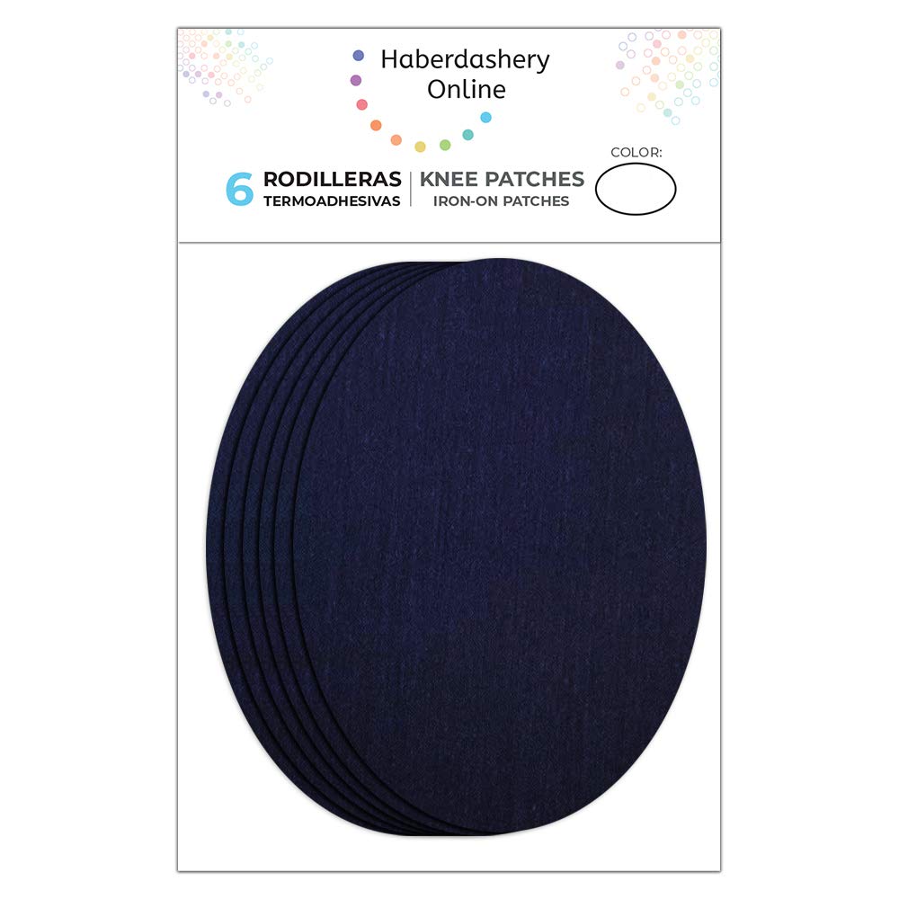 6 Light Navy Iron-on Knee Patches. Elbow Patches to Protect Your Clothes and Repair Trousers, Jackets, Jumpers, Shirts. 10.5 × 8 cm
