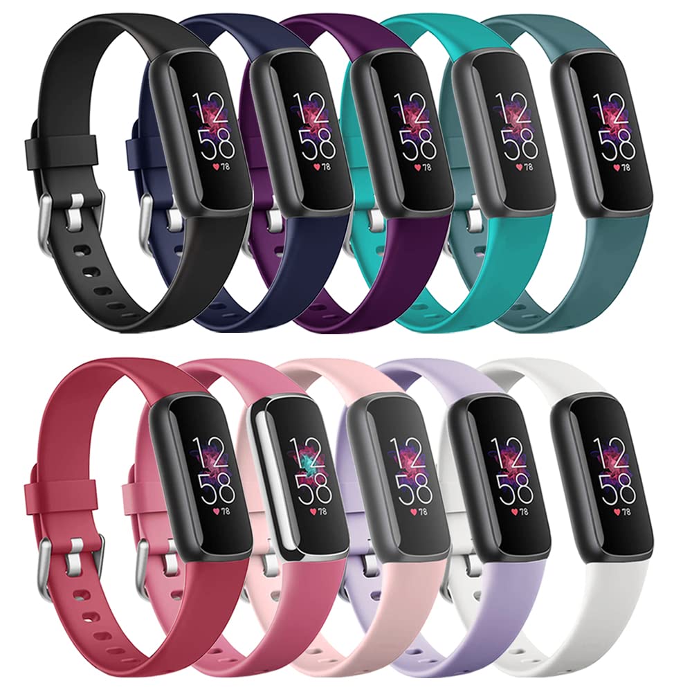 [10 Pack] Replacement for Fitbit Luxe Straps Watch Strap Band Bracelet for Men Women - Colourful Classical Adjustable Sport Wristbands Luxe Replacement Accessories -Small Size Women Slim Bands