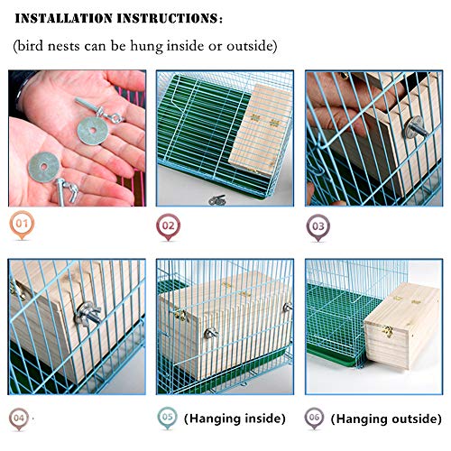 Pet Wood Parakeet Budgie Cockatiel Breeding Nesting Bird Avery Cage Box (S) - Thumbnail 6