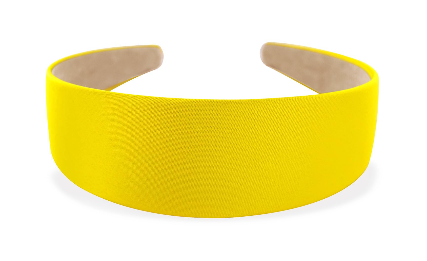 axy HRK1 Wide Satin Covered Women's Hair Band Vintage Classic Look Hairband Headband (Yellow)