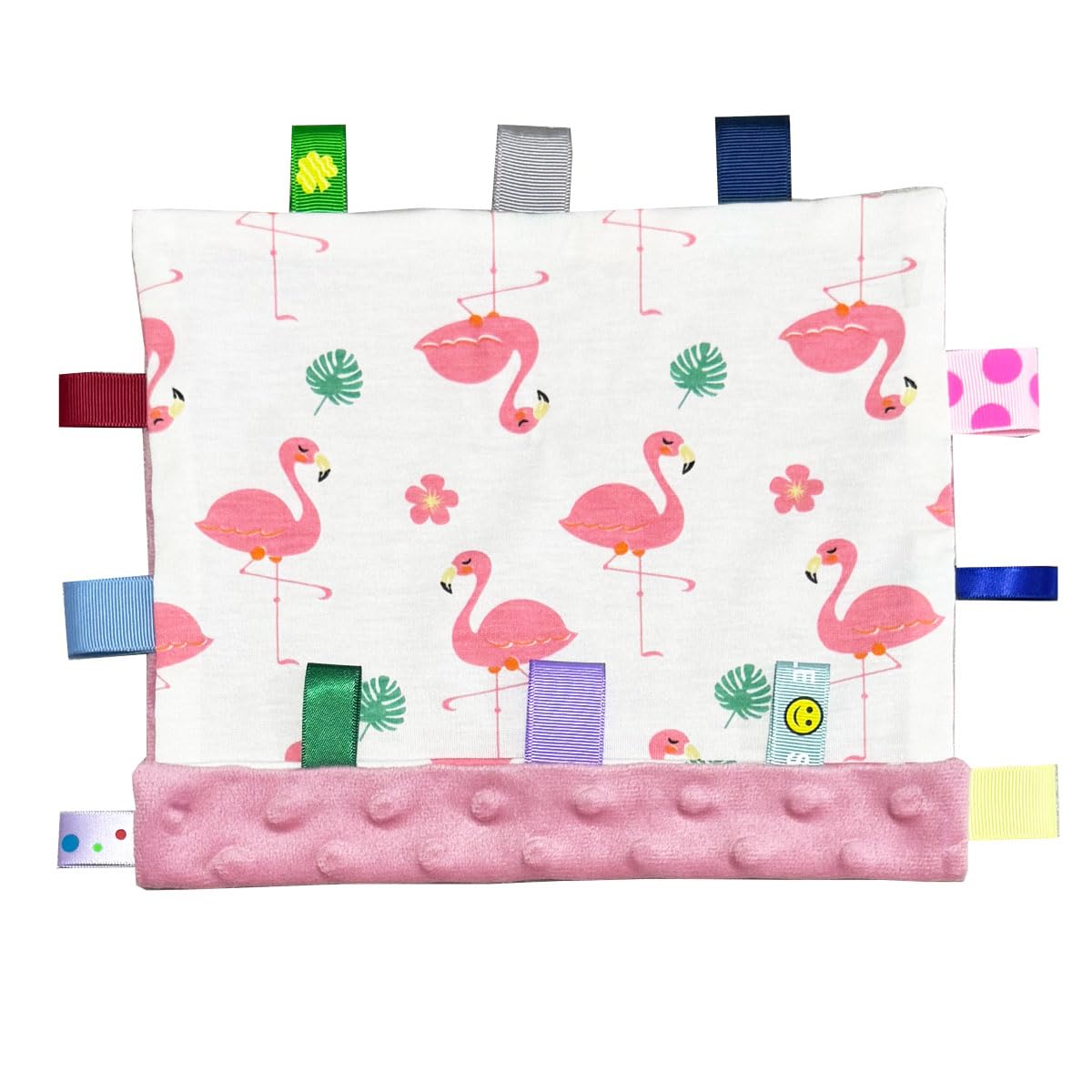 Eyands Comfort Blanket, Tag for Babies,Lovely Pink Flowers and Flamingos, Colorful and Beautiful Blanket is a Good Gift（Pink）