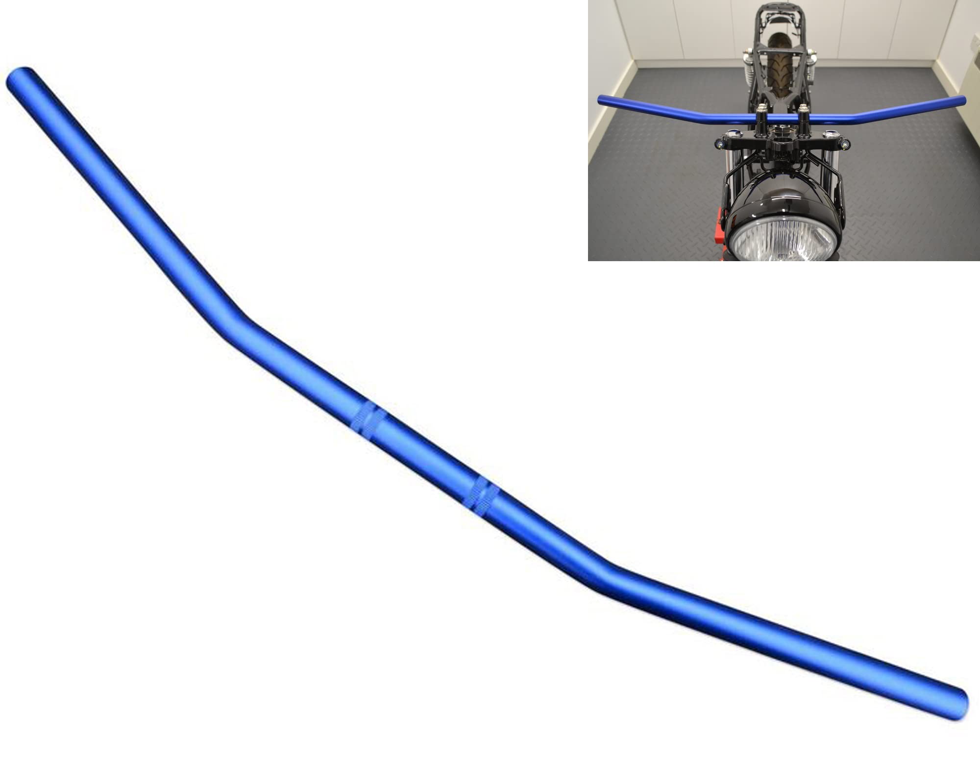 Motorcycle Handlebars Drag Bar 22mm 7/8 inch for Streetfighter Custom Bike Flat Tracker Bobber Chopper (Blue)